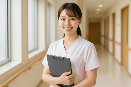 検査着を着た看護師の画像